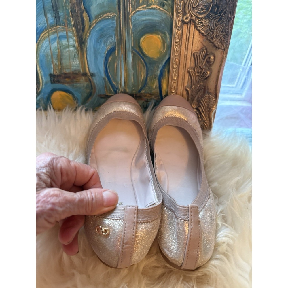 Cole Haan Women's Gold Metallic Leather Cushioned Ballet Elbridge Flats Size 7 - Picture 6 of 11